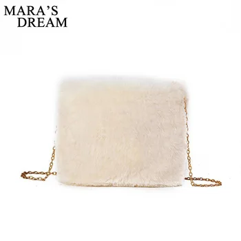 

Mara's Dream 2020 New Spring Korean Fashion Plush Chain Shoulder Messenger Ladies Small Square Bag