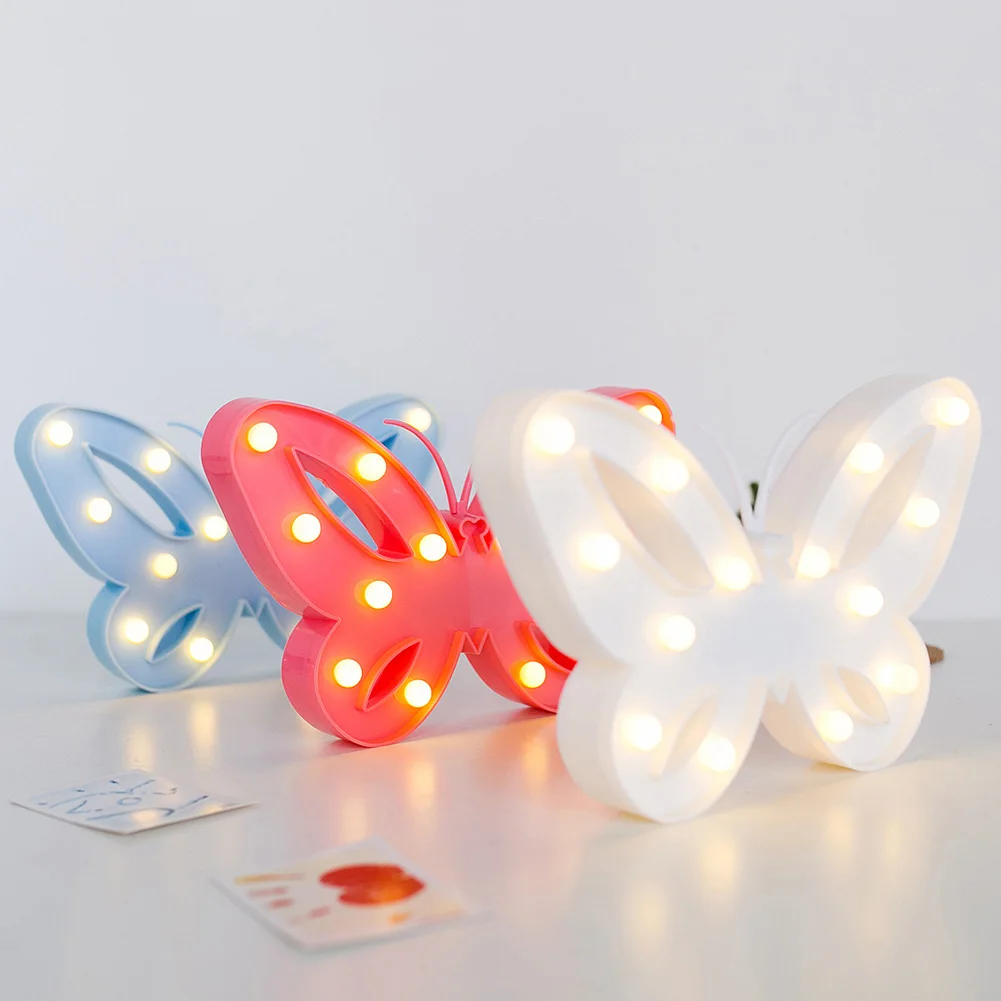Indoor Gift Sleeping PVC LED Marquee Wall Hanging Desktop Butterfly Night Light Home Decor Living Room Party Baby Kids Bedroom