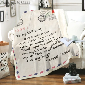 

Letter Letters To My Girlfriend Express Love Blanket 3D Print Sherpa Blanket on Bed Home Textiles Dreamlike Style Gift 04