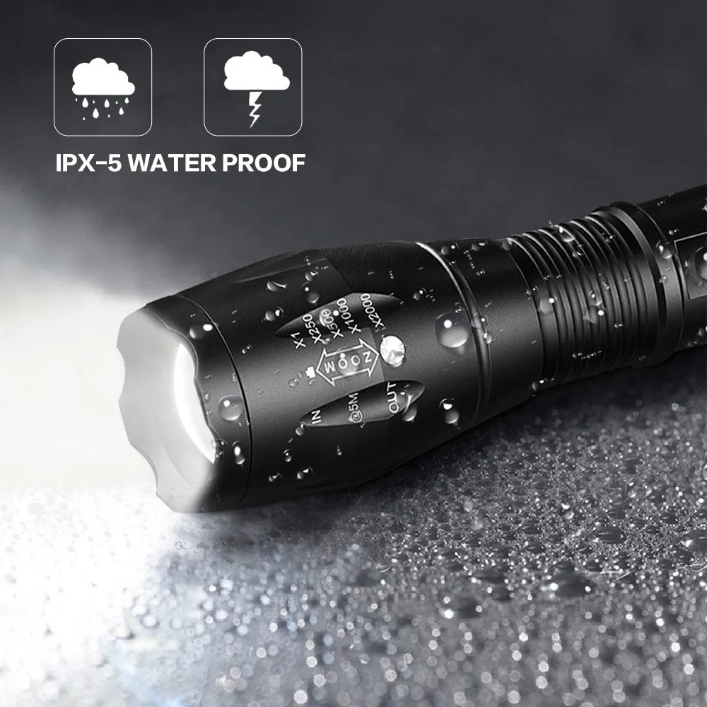 

LED Outdoor Light Flashlight Waterproof Small Torch adjustable Focus Bicycle Light with 5 Switch Modes