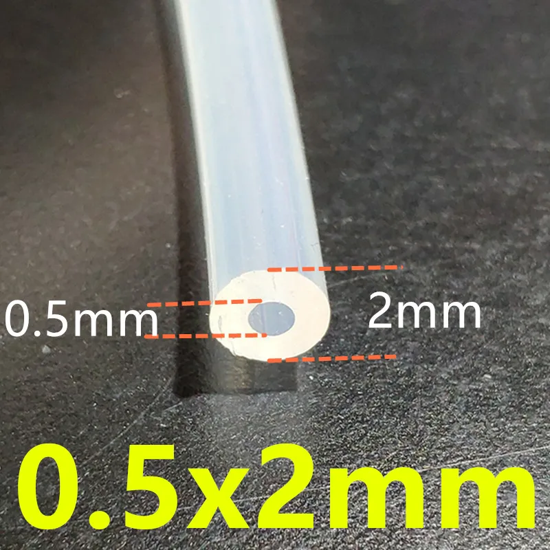 1 Meter Food Grade Transparent Silicone Tubing - 0.5mm to 12mm Diameter Range
