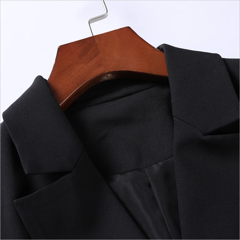 CINESSD Женский Осенний Блейзер, пиджак,, модное офисное Женское пальто средней длины, черный двубортный пиджак, юбка, рабочая одежда
