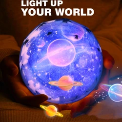 LED Romantic Starry Sky Projection Night Light USB Earth Moon Planet Constellation Atmosphere Light Bedroom Room Decoration Lamp