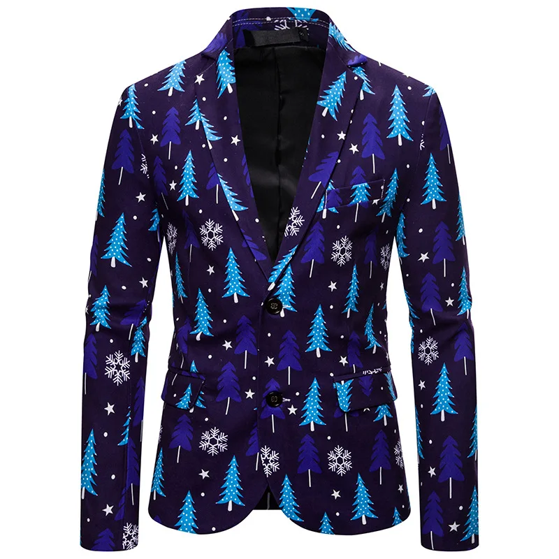 Wholesale Best Quality Gender Christmas Tree Print Blazer Jacket Men