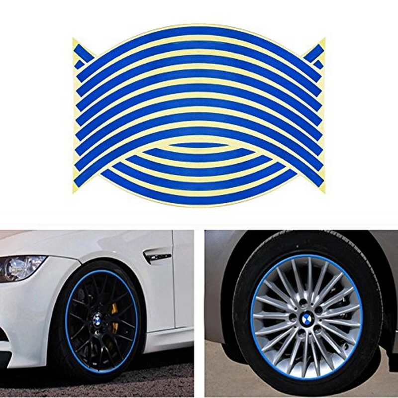 Durable Car Motor cycle Styling Wheel Hub Rim Stripe Reflective Decal Sticker Waterproof Safety Reflector 16 17 18inch wheel rim (5)
