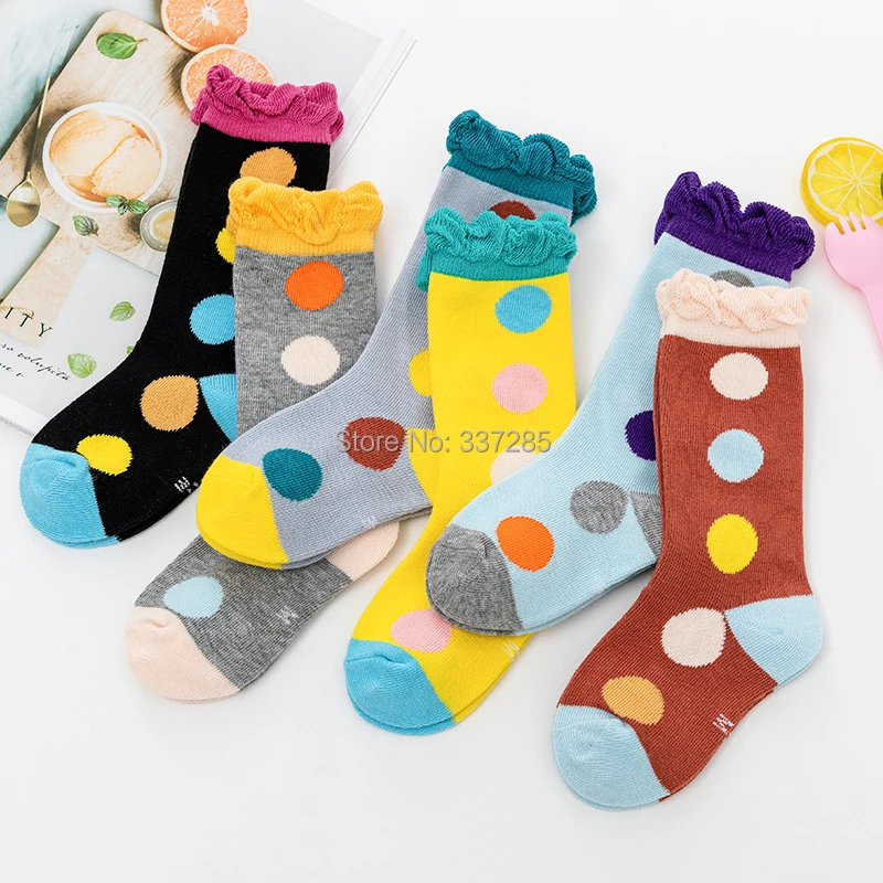 

infant girl lace cotton stocking autumn Big dot toddler child stockings candy color warmer High long stocking for kids children