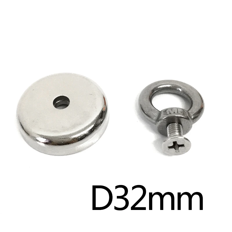 1/2/5Pcs D32Mm Magnete Al Neodimio Ndfeb Super Potente Forte Magnetico Permanente Caccia Al Tesoro Subacquea Di Pesca D32Mm
