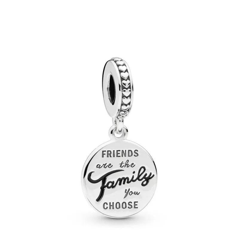 

5PCS Trendy Silver Bead Letter Friends Family You choose Round Brand Pendant Charm Fit DIY Original Pandora Bracelets Women Gift