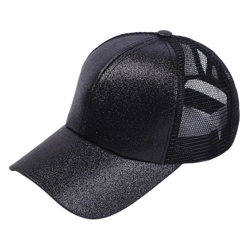 Летняя сетчатая Кепка, регулируемая Спортивная Кепка s, кепка для бега для женщин и мужчин, бейсболка с блестками - Цвет: Black