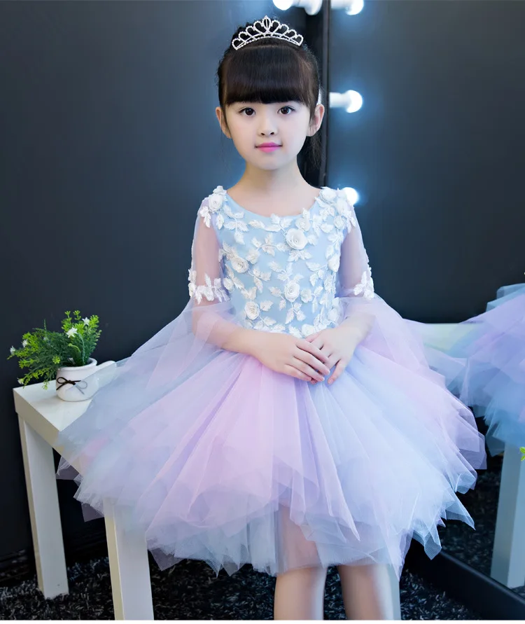 Kids First Communion Dresses Long Trailing Girls Dress Child Mermaid Long Tail Peacock Ball Gown For Wedding Evening Prom Party