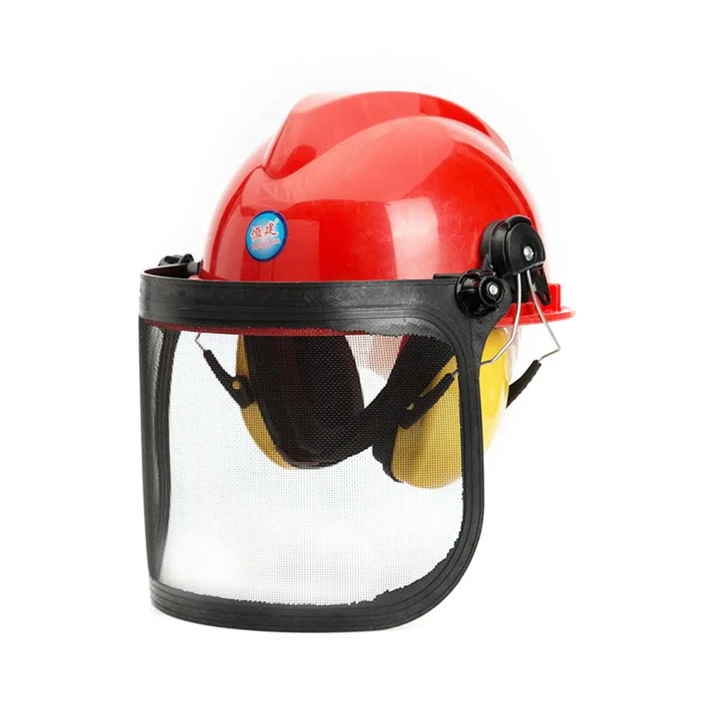 180 градусов регулируемые садовые защитные наушники шлем трава триммер лесное рабочее место защитная маска открытый металлический козырек безопасности - Цвет: 3