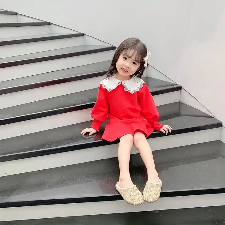 Korea style girls patchwork dress fashion autumn cotton girls dresses 1-6 years HW997