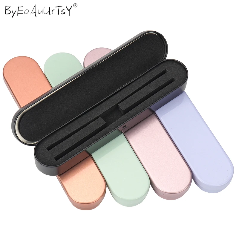 

2 Slots Eyelashes Tweezers Box Exquisite Tinplate Storage Protection Box Eyelash Extension Tools Lash Extension Beauty Makeup