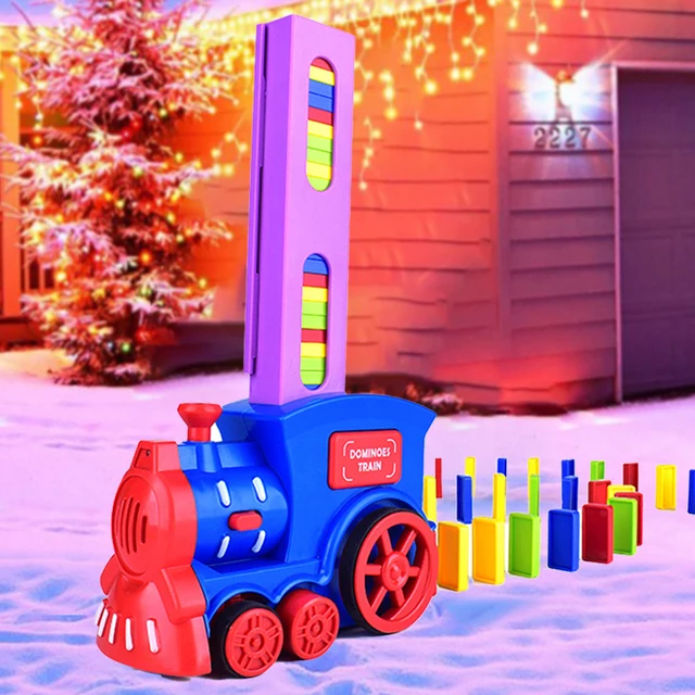 60 Pcs Domino Train Set Domino Pieces Automatic Domino Brick Laying Train Toy for 3+ Years Old Kids Christmas and New Year Gift 6