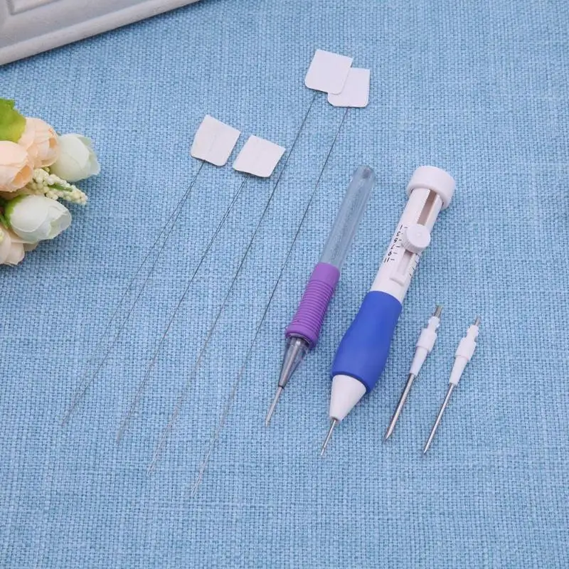 

Punch Needle Set 3 Needles 2 Threaders Craft Tool for Embroidery DIY Sewing Accessories DIY Crafts Magic Embroidery Pen Set