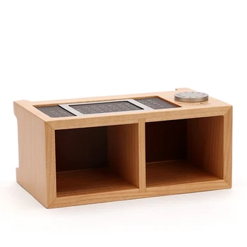

Storage Box Tidy Practical Two Grids Home Wooden Rectangular Multiuse Container With Calendar Table Office Pen Pencil Holder