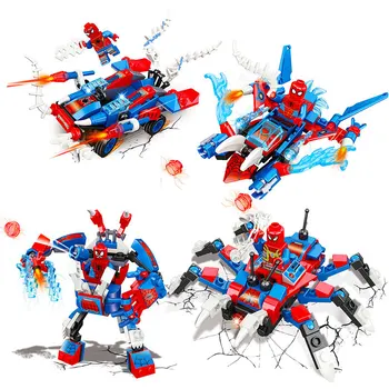 

4pcs/lot Marvel Super Hero Spider Man Airplane Building Blocks Toy Kit Diy Educational Child Christmas Birthday Gifts