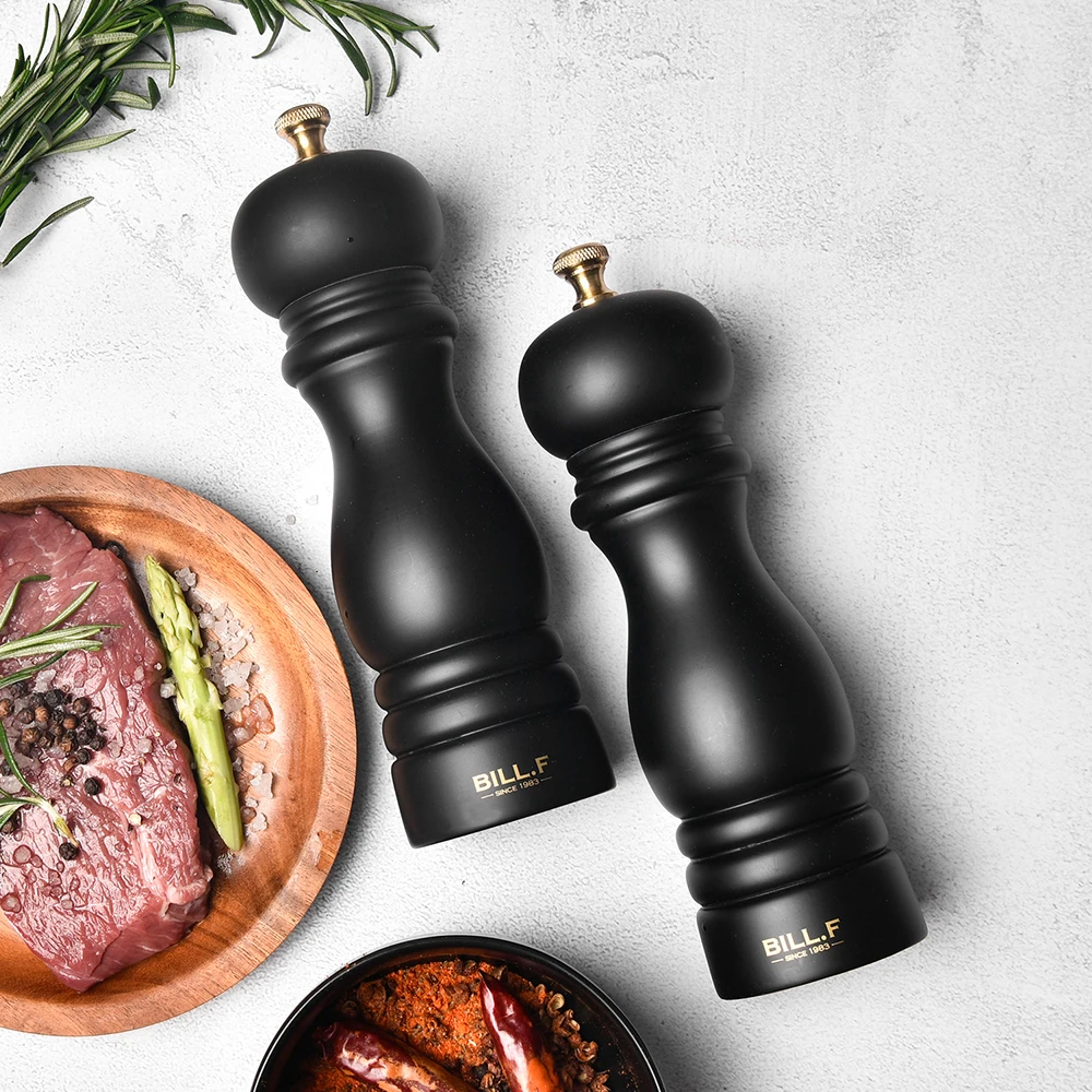 Set Di 2 Macinasale E Pepe In Legno Di Quercia, 20,3 Cm, Macinino In Ceramica Regolabile, Capacità 85g, Design Elegante