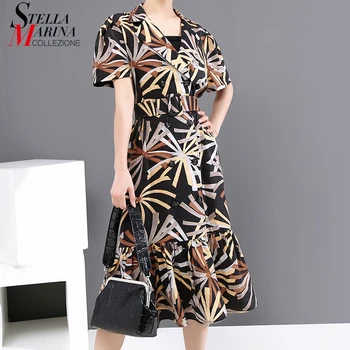 

New 2020 Women Summer Black Straight Blazer Dress With Sashes Notched Collar Office Ladies Elegant Stylish Midi Dress Robe 6154