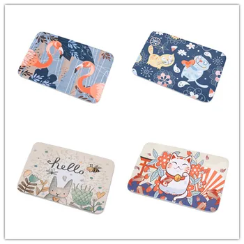 

printing entrance door mat animal pattern design soft pet mat with 1cm thickness foam anti-slip back floor mat
