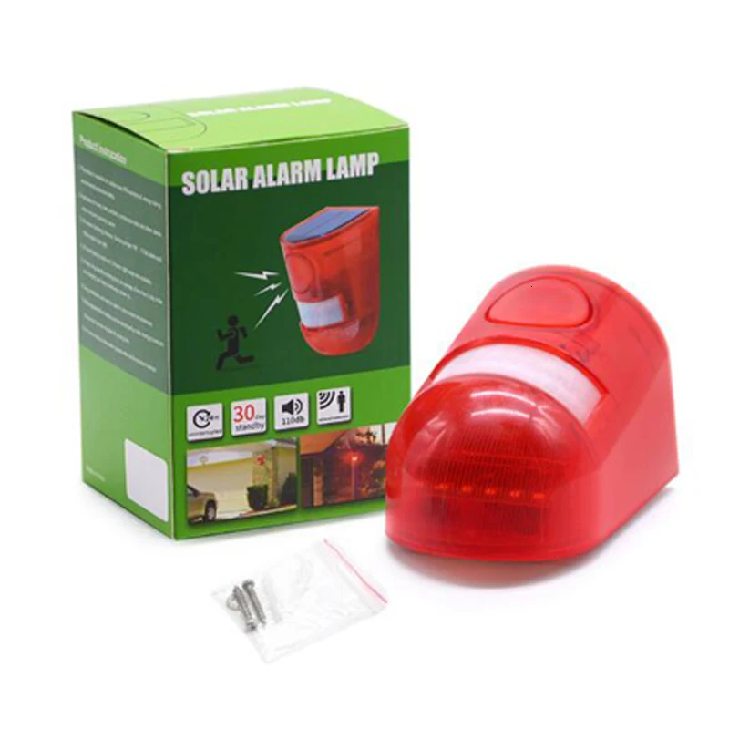 Solar Light Outdoors Alarm Motion Sensor Wall Light Energy Saving Street Path Garden Security Lamp Waterproof 6 Led Red Light (14)