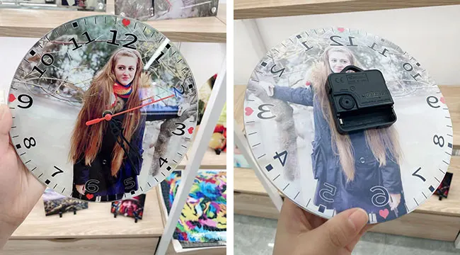 20pcs Sublimation Blank Mirror Edge Glass Photo Frame with Clock