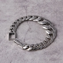 S925 стерлингового серебра ручной украшения тайские серебряные шесть слов мантра Модные люди мода Дикий мужской браслет