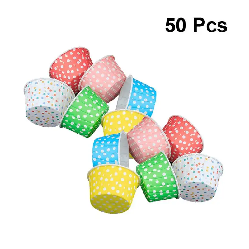 50/100PCS торт чашки десерт чаши Высокое Температура устойчивый выпечки Кепки точечным покрытием для Cakecup разные цвета