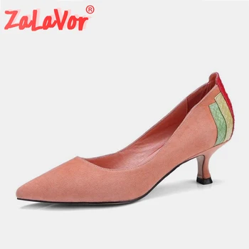 

ZALAVOR Real Leather Candy Color Pumps Real Leather Spring Hot Sale Thin Heels Shoes Woman Sexy Office Work Pumps Size 34-39