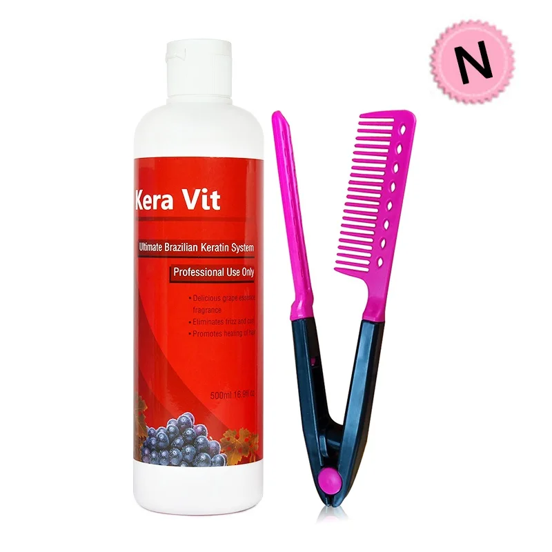 Keravit Grape Smell Brazilian keratin Moisturizing Treatment For Hair Care hair straightening with a Red Comb Free Shipping