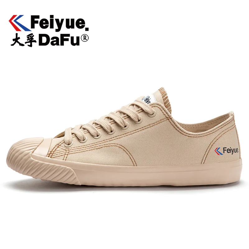 Feiyue/Новинка; сезон осень; стильные вулканизированные туфли; 619 парусиновая обувь; повседневная обувь; женская и мужская обувь на плоской подошве; эластичная стелька; Бежевые кроссовки