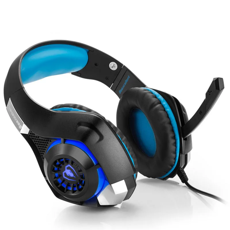 blue black Игровая гарнитура, наушники с басами, проводной светодиодный светильник, гарнитура PS4, 3,5 мм, Накладные наушники с микрофоном для Xbox-one PC PS 4, ноутбука - Цвет: blue black