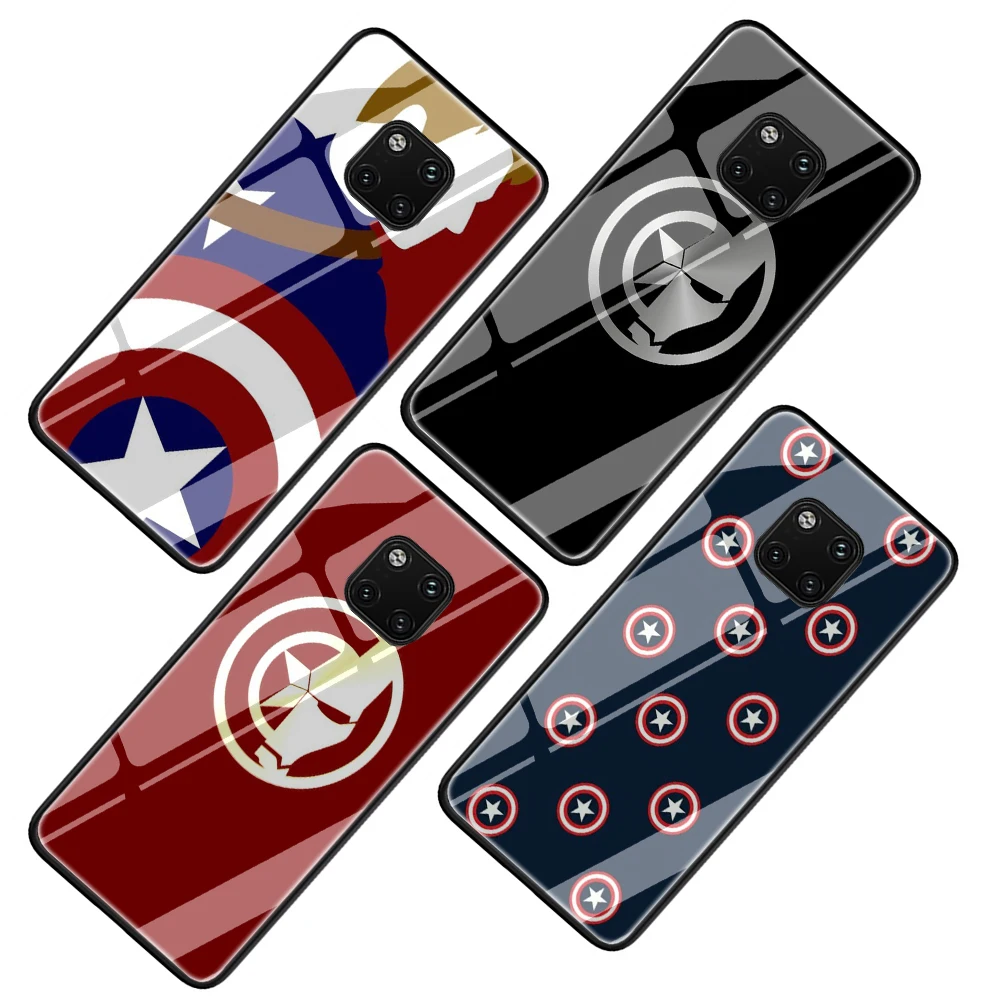 Чехол для телефона с закаленным стеклом Marvel superhero Captain America чехол Huawei P10 P20 P30 Y6 Y9 Honor