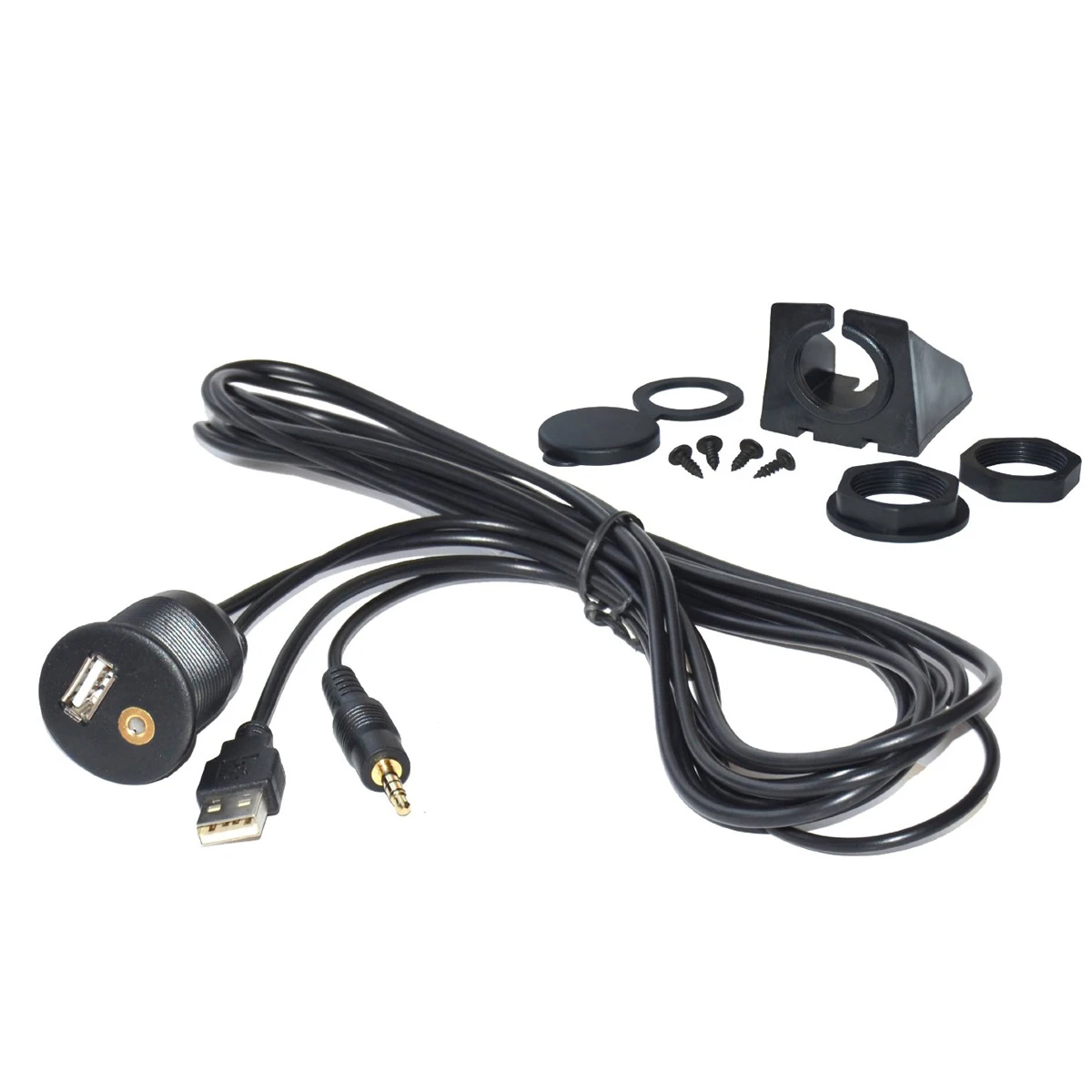 1 pcs Extension Cable Car Flush Mount USB 3.5mm 1/8 Audio AUX for Adult | Автомобили и мотоциклы