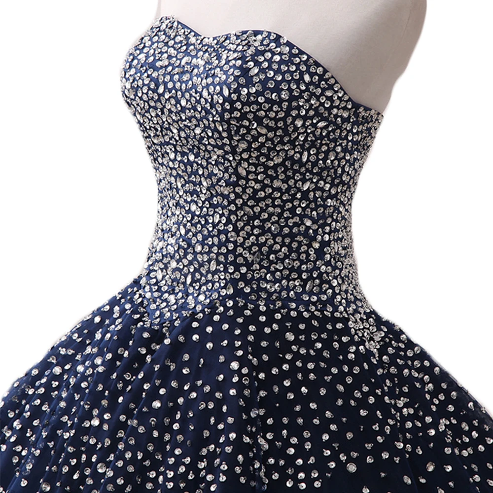 Темно-синее Тюлевое бальное платье с блестками; Vestido de 15 nos; бальное платье для девочек; милые 16 платьев; Пышное Платье; коллекция