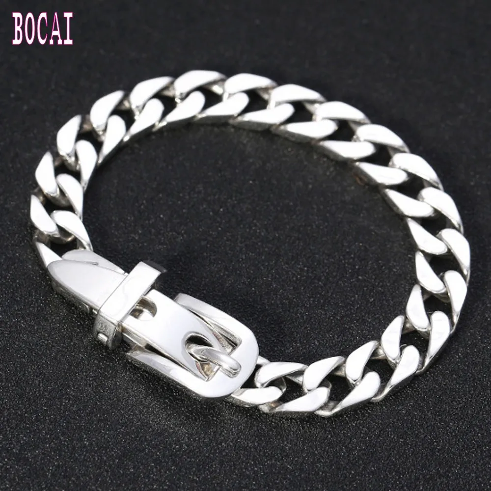 S925 стерлингового серебра ювелирные изделия Пара личности тайский серебряный браслет простой нестандартный Пояс Пряжка мужской серебряный браслет