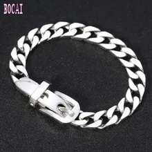 S925 стерлингового серебра ювелирные изделия Пара личности тайский серебряный браслет простой нестандартный Пояс Пряжка мужской серебряный браслет