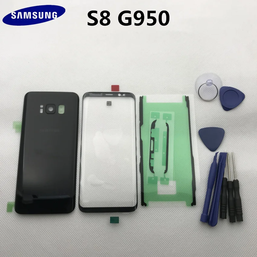 samsung Galaxy s8 edge G950 G950F полный корпус крышка батареи заднее стекло+ Переднее Сенсорное стекло запасные части инструменты