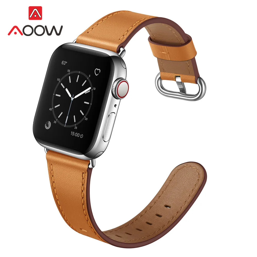 Ремешок для часов из натуральной кожи для Apple Watch 5, 4, 38 мм, 42 мм, 40 мм, 44 мм, роскошный мужской и женский браслет для iWatch 3, 2, 1