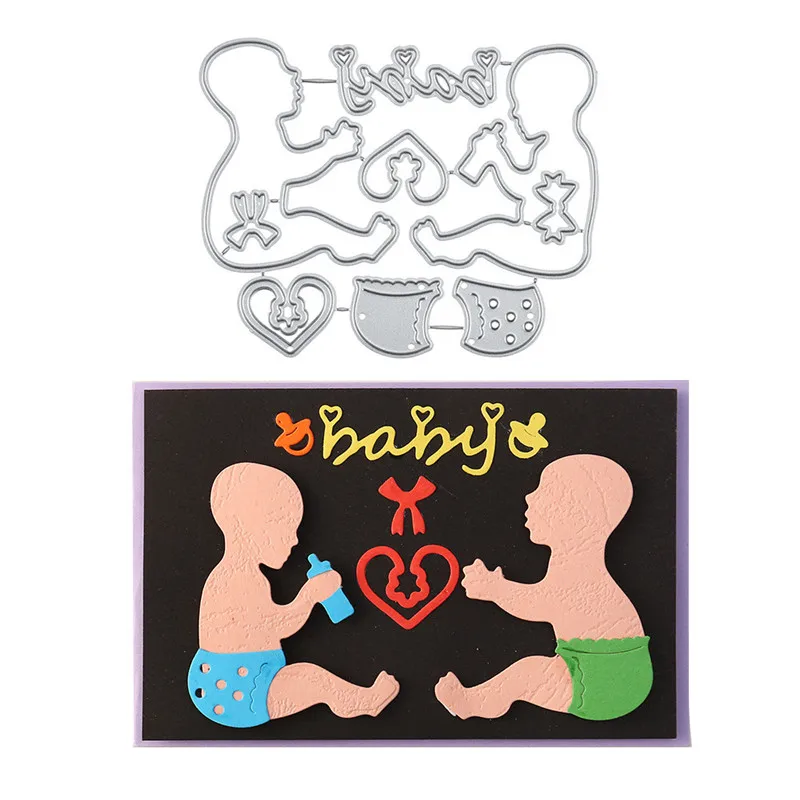 

GJCrafts Two Little Baby Metal Cutting Dies New 2019 Heart Craft Dies Scrapbooking Album Embossing Stencil Die Cut Decor