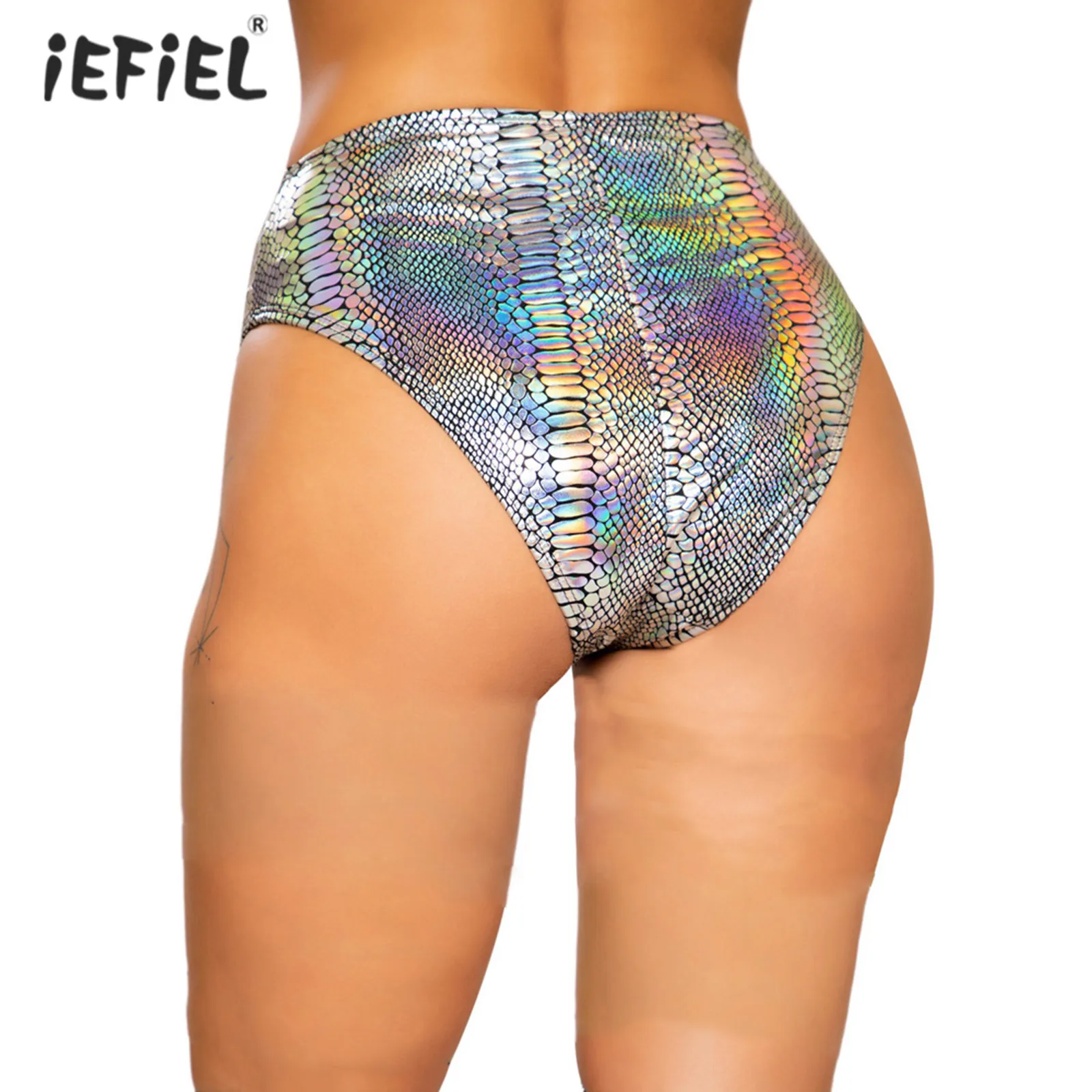 Womens Shiny Lingerie Underwear Wetlook High Waist High Cut Underpants