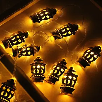 10/20 Led Eid Mubarak Decoratieve String Lights Gouden Paleis Ramadan Kareem Lantaarn Guirlande Moslim Islam Feestartikelen Dropship