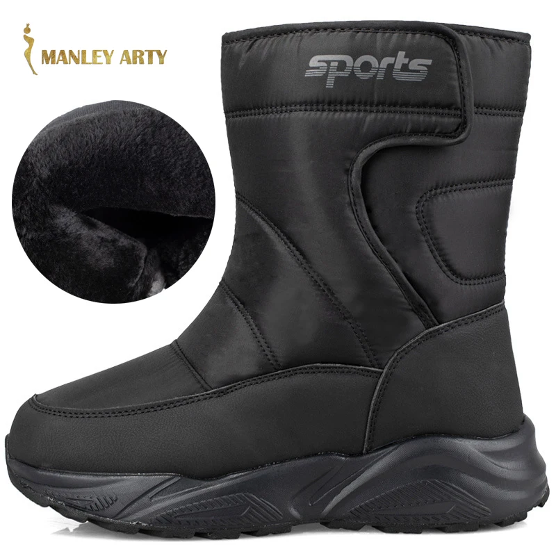 

Men Boots 2020 Platform Warm Shoes Waterproof Winter Boots Men Velcro Side Zipper Non-slip Colorful Velvet Snow Boot Male Shoe