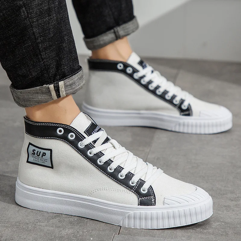 

2019 New Style Online Celebrity Hot Selling Hight-top Canvas Shoes College Youth Sneakers Men's Sports Casual Street Trendy Shoe