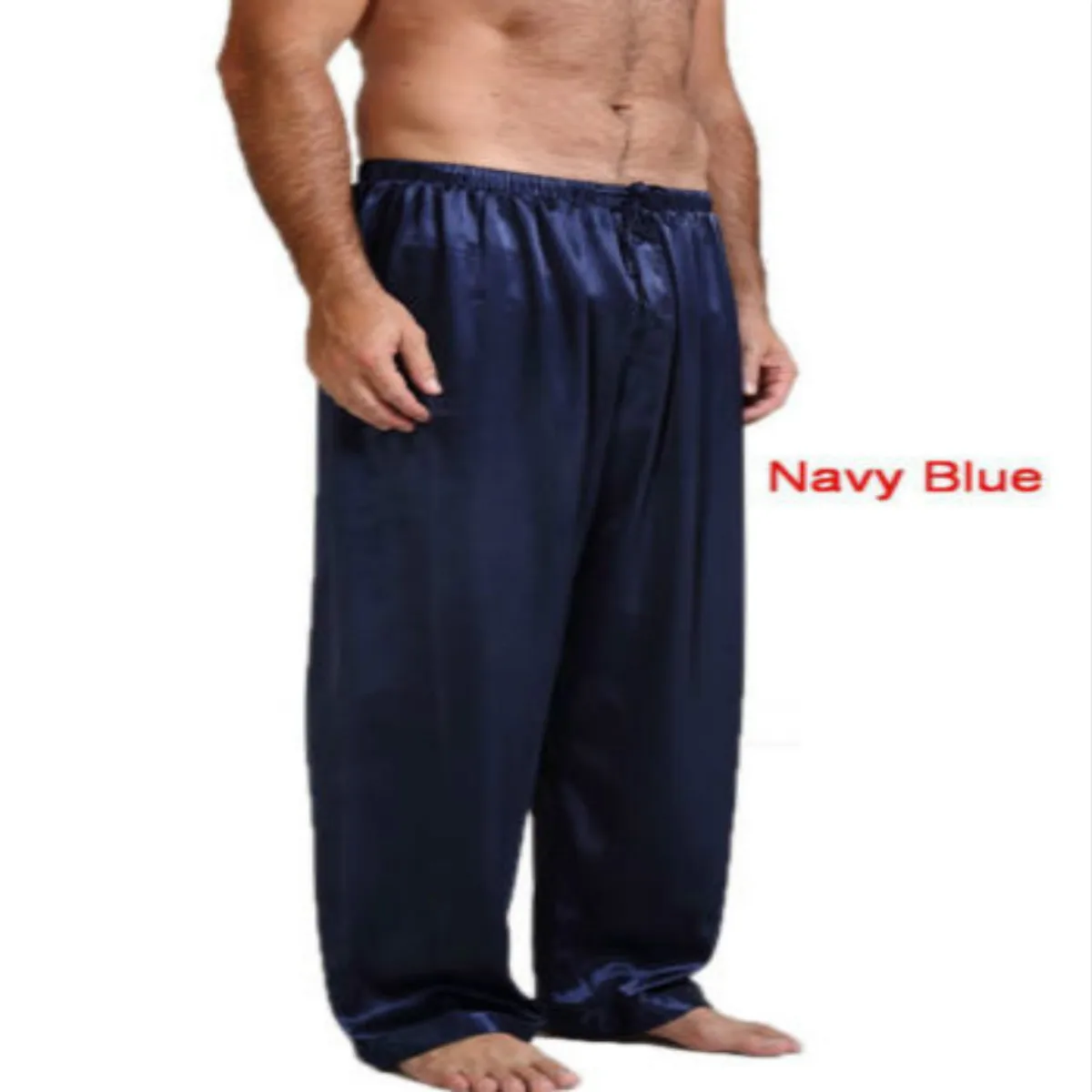 Мужские шелковые атласные однотонные повседневные штаны для сна, штаны для сна, Pijama Hombre