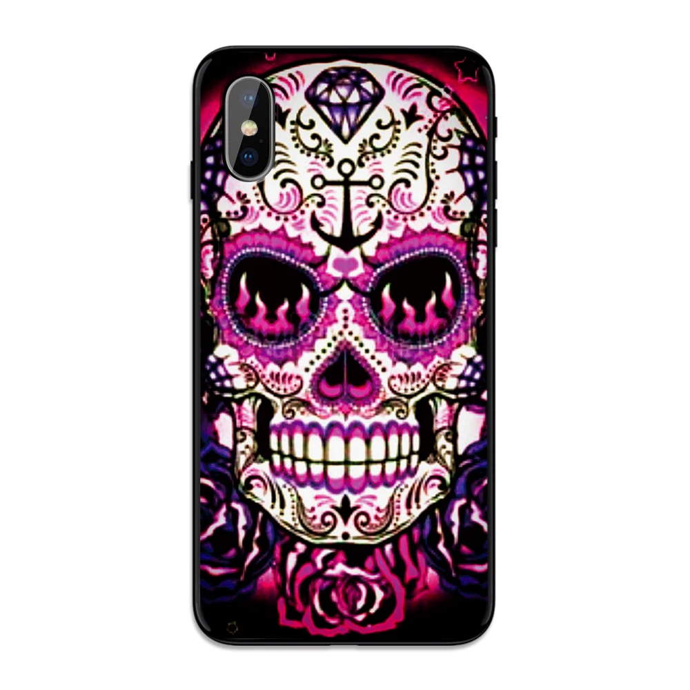 5 Чехол для телефона для Iphone XS Max XR X 8 7 6 6S Plus 11 Pro 5 s SE, силиконовая задняя крышка из ТПУ с цветочным принтом и сахарным черепом - Цвет: 5