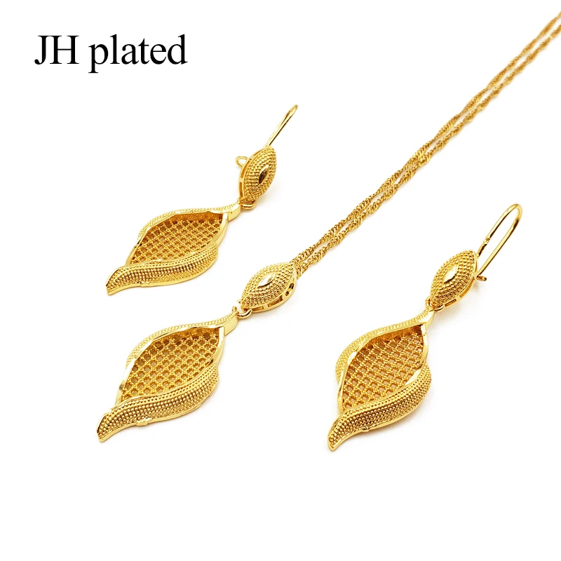 JHplated, новинка, Дубай, модное ожерелье, подвеска, серьги, ювелирные наборы, Африканский золотой цвет, свадебные подарки, вечерние украшения для женщин