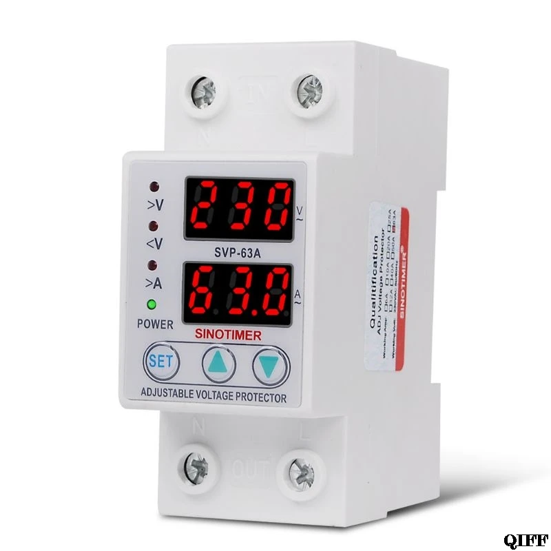 63A 230V перенапряжение защитное устройство предохранитель предельный ток вольтметр
