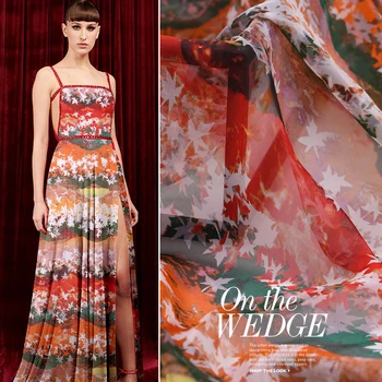 

3 meter Summer Printing Mulberry Silk Chiffon Lining Printing Real Silk Silk Chiffon Cloth Dress Material