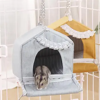 

1Pc Pet Hanging Nest House Shape Sleeping Bed Hamster Nest Pet Insulated Housing